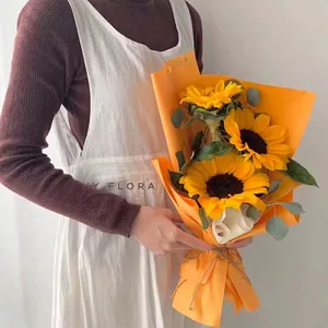 High-quality waterproof orange art paper for creative flower bouquet wrapping and florist use