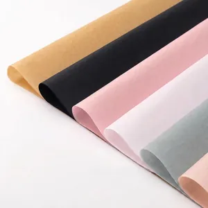 Waterproof Waxed Tissue Paper Flower Bouquet Wrapping Silk Paper Gift Packaging Lining Sheet Plain Color Floral Decor Material