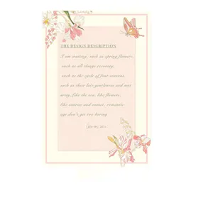 Papier cadeau d'art floral élégant avec papillon et texte poétique romantique