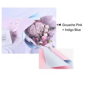 Dettaglio della carta da regalo per fiori impermeabile bicolore in rosa e blu pastello
