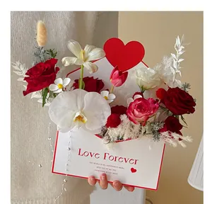 Detailed view of DIY romantic envelope flower box with Love Forever text