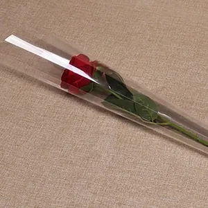 Transparent waterproof flower wrapping sleeve for single rose bouquet packaging
