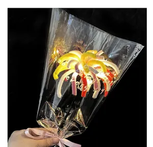 Creative handmade DIY pipe cleaner firework bouquet with warm LED lights New Year gift