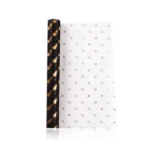 Rouleau de papier d'emballage en tulle à pois dorés pour bouquets de fleurs et cadeaux luxe