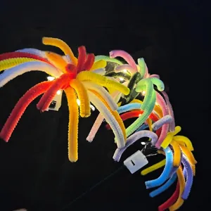 DIY chenille stems firework craft kit with LED lights for New Year decoration
