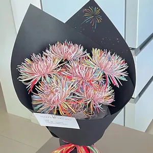Papel de Regalo para Ramo Estilo Fuegos Artificiales Papel Kraft Blanco Rígido Material de Embalaje Floral Envoltura de Regalo Creativa para Floristería