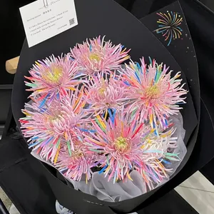 Papel de envolver rígido negro con forma de fuegos artificiales para ramos elegantes