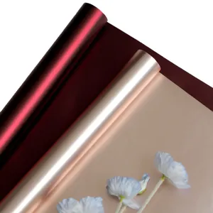 Hochwertiges metallisches wasserdichtes Blumenpapier in Burgund und Champagnergold