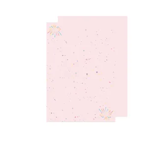 Pink floral wrapping paper with colorful firework patterns for New Year DIY bouquets