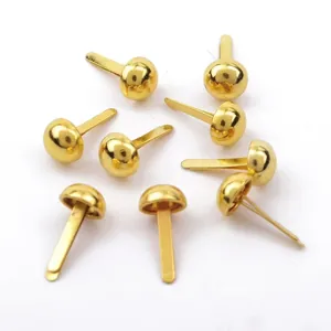 Set of 8 shiny gold metal split pins brads for DIY paper crafts and stationary fixing