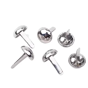 Silver round head metal paper fasteners brads for DIY crafting and florist cards