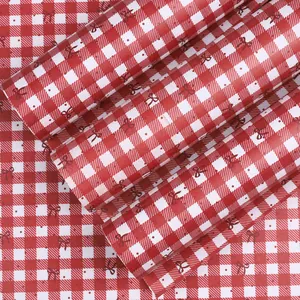 Retro red and white checkered gift wrapping paper with bow patterns for DIY crafts