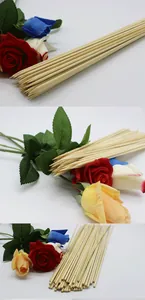 Brochetas largas de bambú natural para embalaje de ramos de flores DIY vista detalle