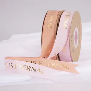 2,5 cm goldfolien-ripsband mit 'Love is Eternal' für blumengeschenkverpackungen