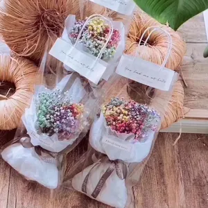 Elegante bolsa de PVC transparente para flores con asa blanca para ramos de regalo