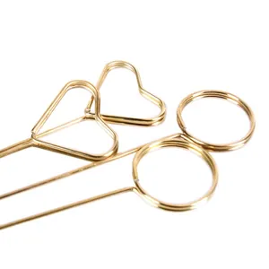 Goldene Metall-Blumenstecker in Herz- und Kreisform für Blumenstrauß-Kartenhalter