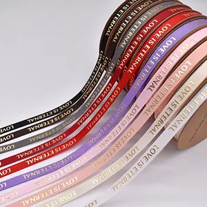 Love Is Eternal Gold Stamped Grosgrain Ribbon For Gift Wrapping Floral Decoration Baking Cake Box Decorating Polyester Ribbons