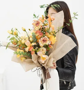Detail of waterproof milk cotton non-woven paper for elegant bouquet wrapping