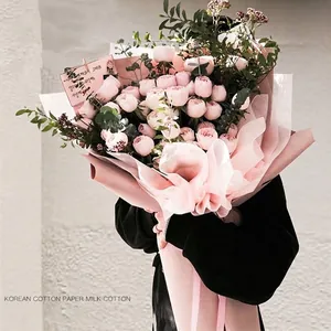 Premium waterproof pink milk cotton flower wrapping paper for elegant floral bouquets