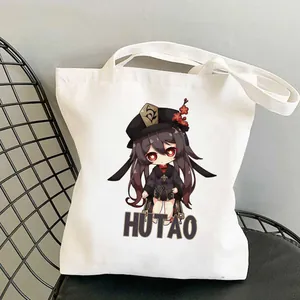 Harajuku Segeltuch Totebag Anime Grafik Bedruckt Umhängetasche Casual Baumwolle Handtasche Für Studenten Schule Einkaufstasche