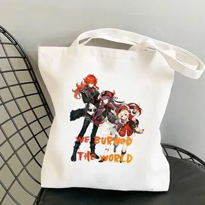 Genshin Impact Anime gedruckte Segeltuch Umhängetasche, lässige Studententasche, langlebig.