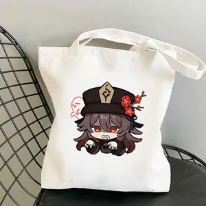 Niedliche Anime-Charakter-Leinwand-Tragetasche, lässige Umhängetasche für Studenten, Stoff.
