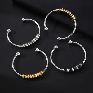 Bracelet Jonc Ouvert Élastique en Acier Inoxydable Pour Femmes Hommes Perles d'Abaque Bracelet Tuyau Flexible Bijoux Minimalistes Cadeau