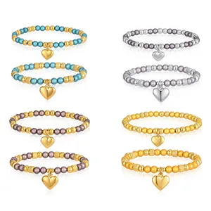 Elegante selezione di braccialetti in acciaio inossidabile con ciondoli a cuore