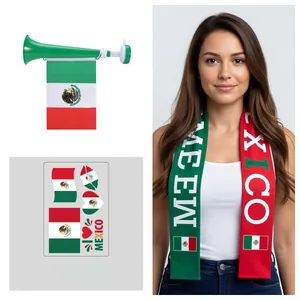Set de supporter du Mexique avec écharpe, klaxon et autocollants pour la Coupe du Monde