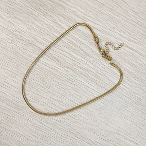 Detailansicht einer vergoldeten 2 mm Edelstahl-Schlangenkette mit Karabinerverschluss