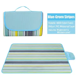 Foldable Waterproof Picnic Mat Portable Outdoor Camping Blanket With Handle 600D Oxford Cloth PVC Mat For Beach Hiking