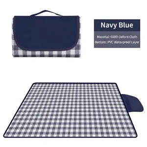 Foldable Waterproof Oxford Cloth Picnic Mat Classic Plaid Outdoor Camping Blanket Moisture Proof Portable Beach Mat For Travel Picnic