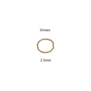 Vista detallada de un anillo elástico de cuentas doradas de 2,5 mm en acero de titanio