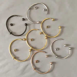 Stainless Steel DIY Open Bangle With Unscrewed Ball Head Waterproof Titanium Steel Adjustable Bangle For Jewelry Making Women Men Minimalist Hand Jewelry
