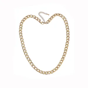 Heavy chunky gold-plated stainless steel Cuban link chain necklace with lobster clasp