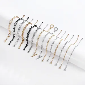 Divers bracelets en chaîne à maillons en acier inoxydable or argent et noir