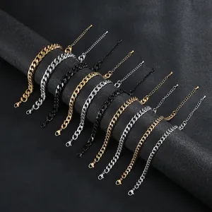 Bracciale a Catena Cubana in Acciaio Inossidabile Placcato Oro 18K per Uomo Donna Impermeabile Gioielli di Moda Unisex Regalo