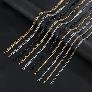 Collier Chaîne Cubaine en Acier Inoxydable pour Hommes Femmes Chaîne Plate Imperméable Bijoux Punk Streetwear Unisexe Cadeau