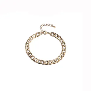Bracciale classico a catena cubana in acciaio inossidabile placcato oro regolabile