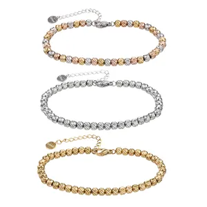 Edelstahl Diamantschliff Perlenarmband Für Damen PVD Gold Silber Vergoldet Perlenkette Armband Mit Verlängerung Premium Schmuck