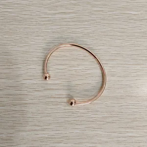 Rose gold stainless steel cuff bracelet with screw-off ball ends for DIY jewelry