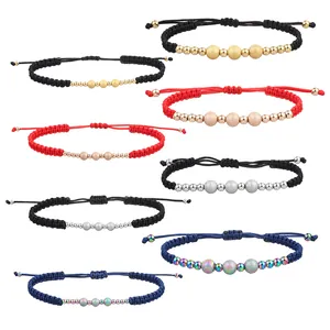 Braccialetto Minimalista con Perline in Acciaio Inossidabile e Corda Intrecciata per Uomo e Donna Braccialetto Regolabile per Coppie Gioielli