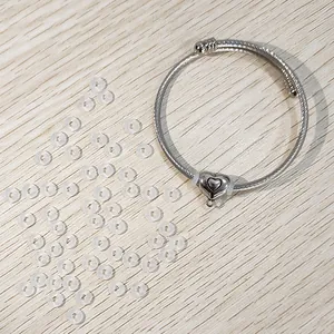 Anelli distanziatori in silicone per gioielli fai-da-te e bracciale a cuore argento