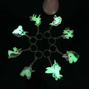 Leuchtender PVC Weichgummi Einhorn Schlüsselanhänger Cartoon Im Dunkeln Leuchtendes Pferd Schlüsselanhänger Zubehör Für Kinder Damen