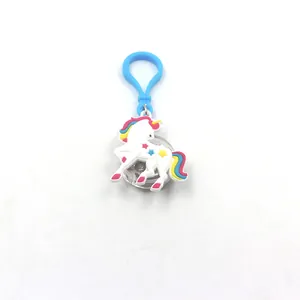 Portachiavi unicorno creativo in PVC con criniera colorata e luce LED integrata