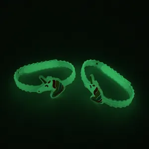 Braccialetti in silicone a forma di unicorno fluorescenti verdi