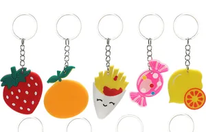 Porte-clés en silicone colorés en forme de fruits et de nourriture pour cadeaux de fête