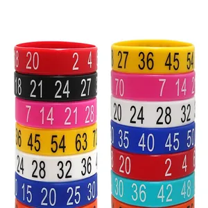 Colorful silicone wristbands with printed numbers for party favors and events