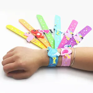 Cartoon Flamingo Slap Bracelet Silicone PVC Wristband With Star Pattern For Kids Party Favors Gift