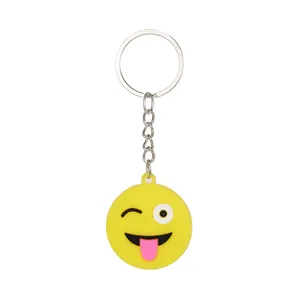 Portachiavi con faccina emoji ammiccante in morbido silicone per borse